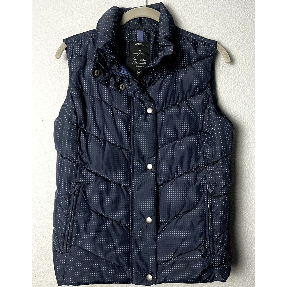 Gap Outdoor Edition Navy & White Polka‎ Dot Winter Warmth Down Puffer Vest XS